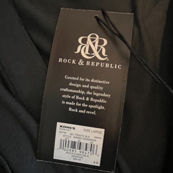 ROCK & REPUBLIC LIVE TO RIDE TSHIRT WITH RHINESTONE EMBELISHEMENTS NWT SIZE L - Picture 5 of 8